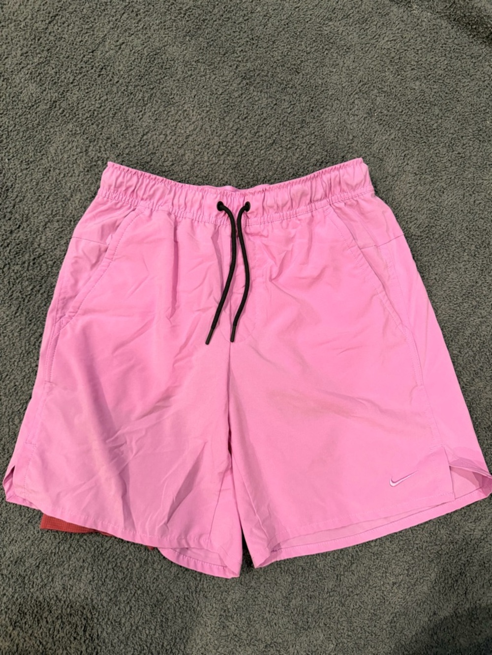 Nike Men’s Pink Athletic Shorts with Black Drawstring